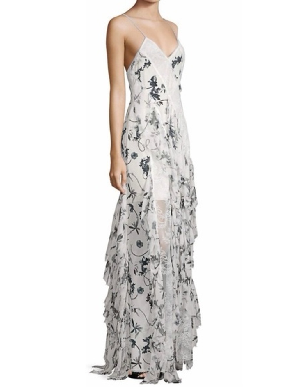 Alice & Olivia Floral Ruffle Maxi Dress NWT Size 0 - Picture 2 of 2